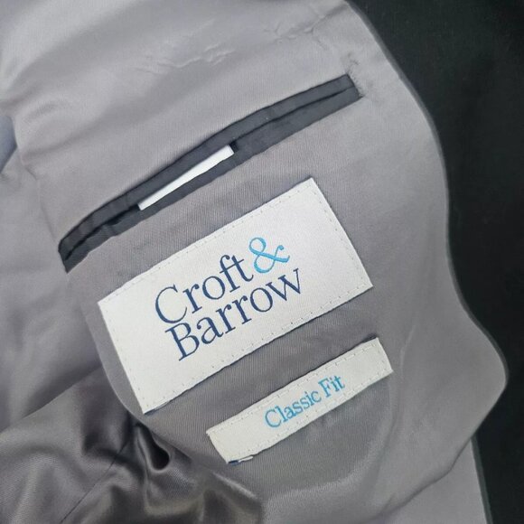Croft & Barrow Men Blazer Black Classic Fit Sport Coat 2 Button Jacket Size 42L - Picture 7 of 8